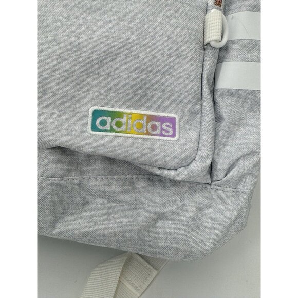 adidas Girl's Classic 3S 4 Backpack Heather Gray/Rainbow Trim - Fits Laptop - Picture 2 of 12
